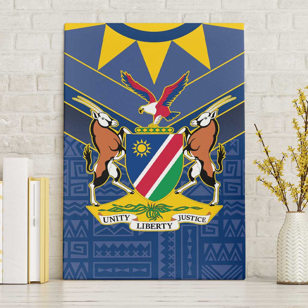 Namibia Yellow Sun Canvas Wall Art Sporty Style with Traditional Patterns