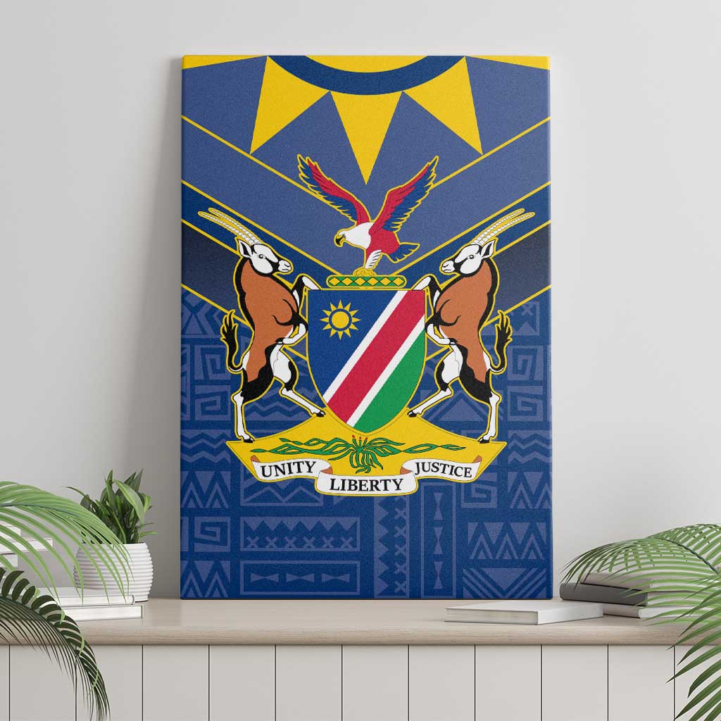 Namibia Yellow Sun Canvas Wall Art Sporty Style with Traditional Patterns