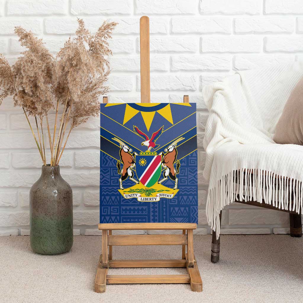 Namibia Yellow Sun Canvas Wall Art Sporty Style with Traditional Patterns