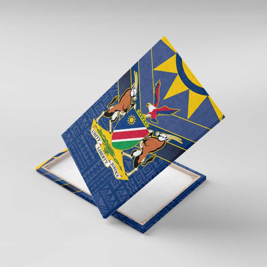 Namibia Yellow Sun Canvas Wall Art Sporty Style with Traditional Patterns