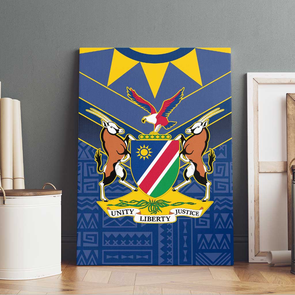 Namibia Yellow Sun Canvas Wall Art Sporty Style with Traditional Patterns