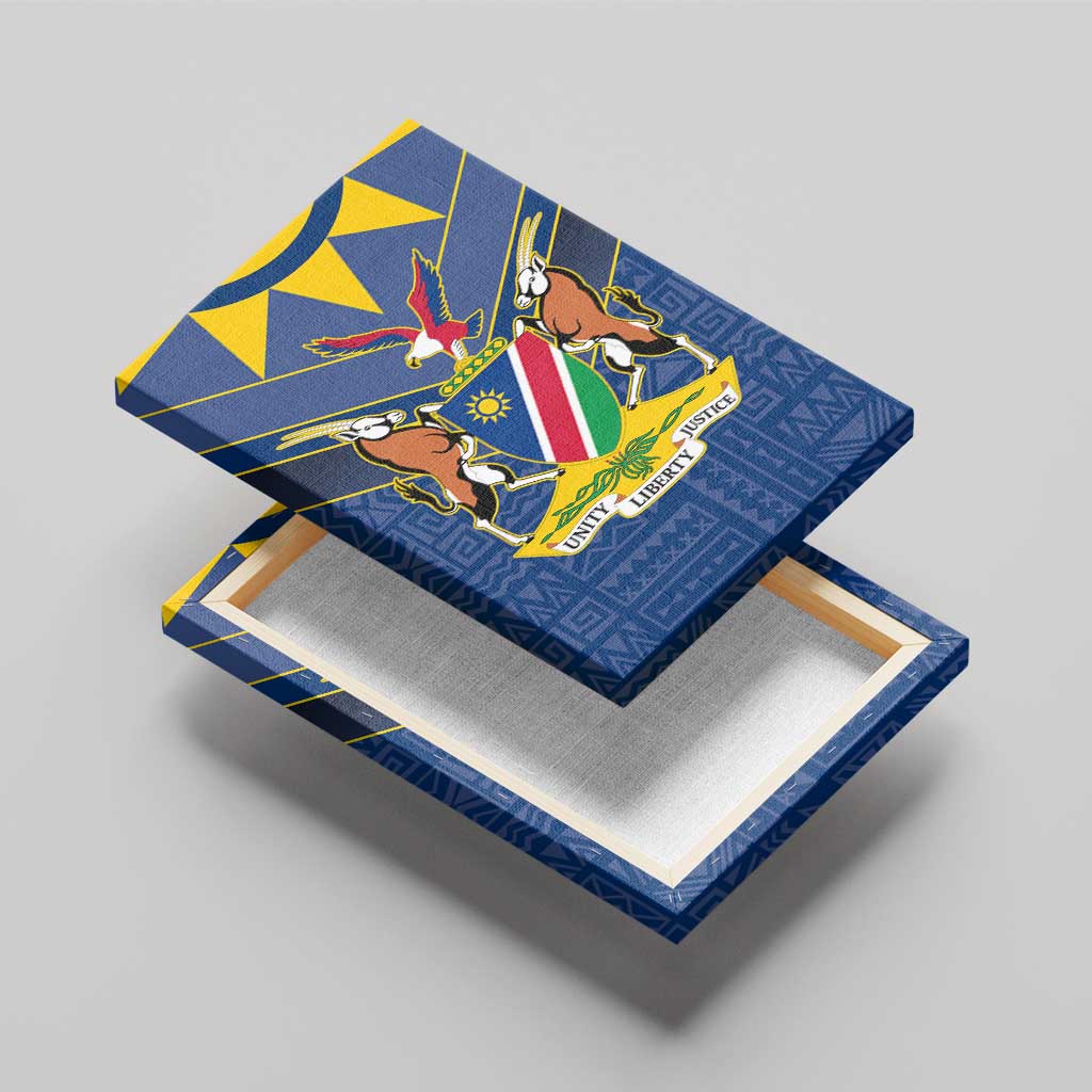 Namibia Yellow Sun Canvas Wall Art Sporty Style with Traditional Patterns