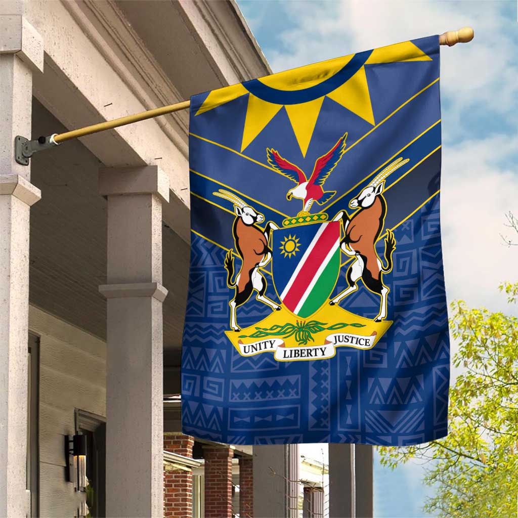 Namibia Yellow Sun Garden Flag Sporty Style with Traditional Patterns