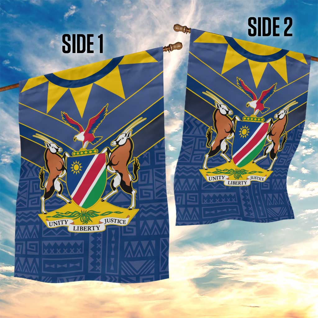 Namibia Yellow Sun Garden Flag Sporty Style with Traditional Patterns