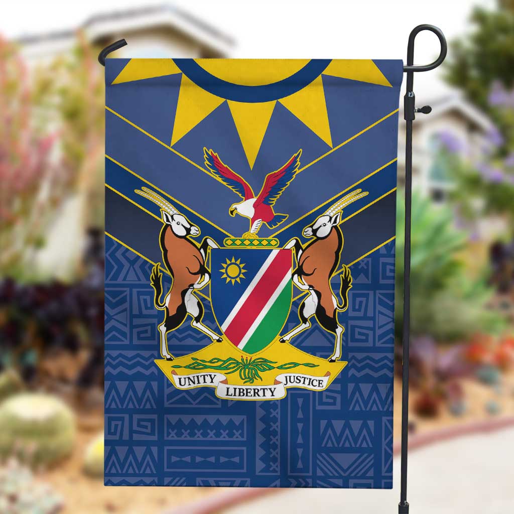 Namibia Yellow Sun Garden Flag Sporty Style with Traditional Patterns