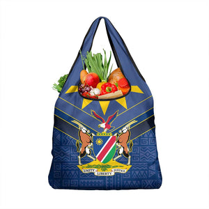 Namibia Yellow Sun Grocery Bag Sporty Style with Traditional Patterns