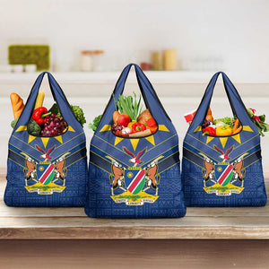 Namibia Yellow Sun Grocery Bag Sporty Style with Traditional Patterns