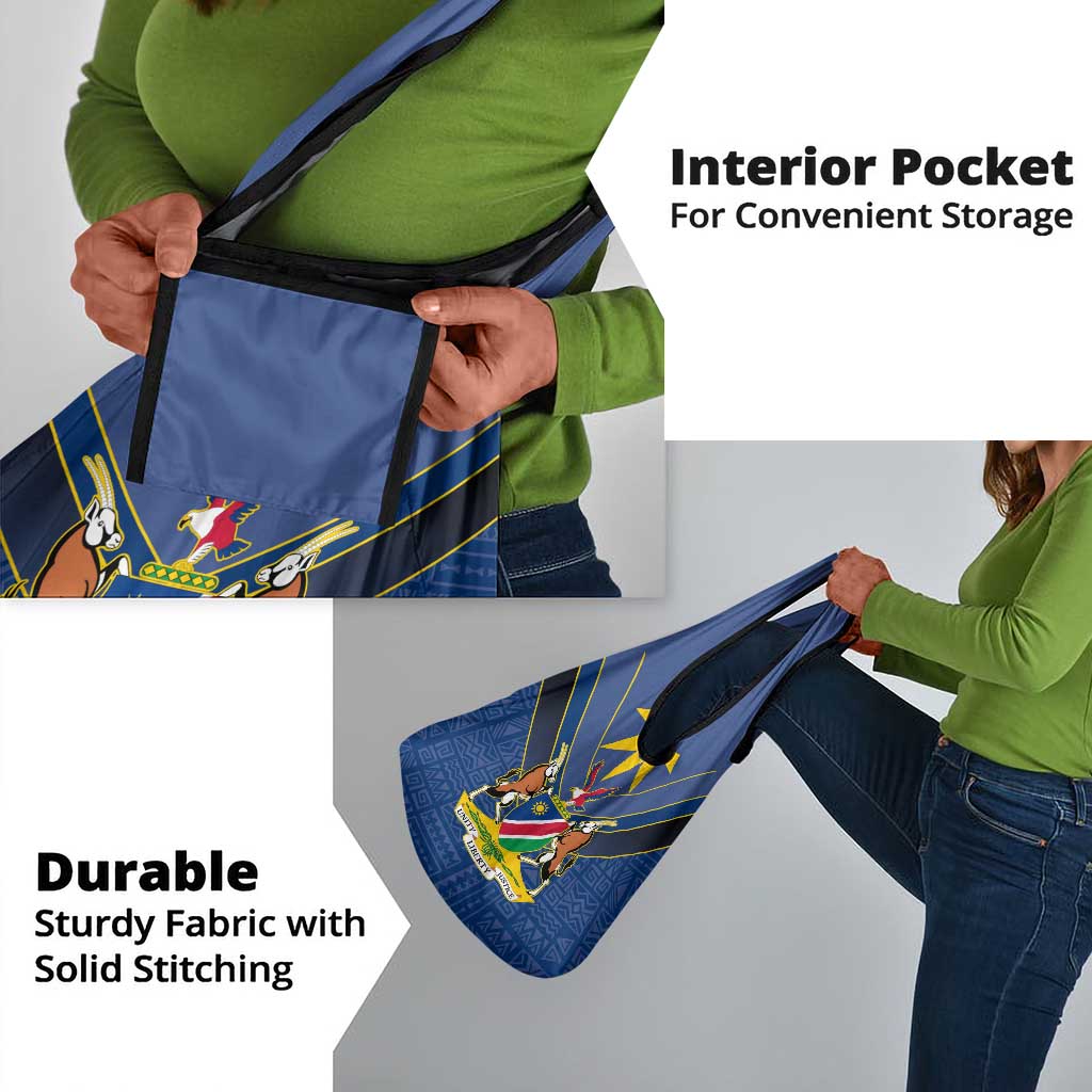 Namibia Yellow Sun Grocery Bag Sporty Style with Traditional Patterns
