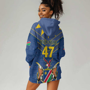 Namibia Yellow Sun Hoodie Dress Sporty Style with Traditional Patterns