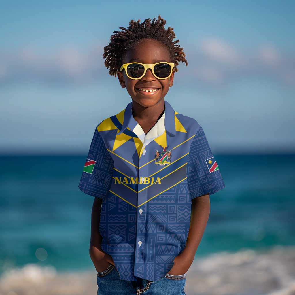 Namibia Yellow Sun Kid Hawaiian Shirt Sporty Style with Traditional Patterns