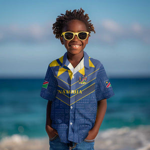 Namibia Yellow Sun Kid Hawaiian Shirt Sporty Style with Traditional Patterns