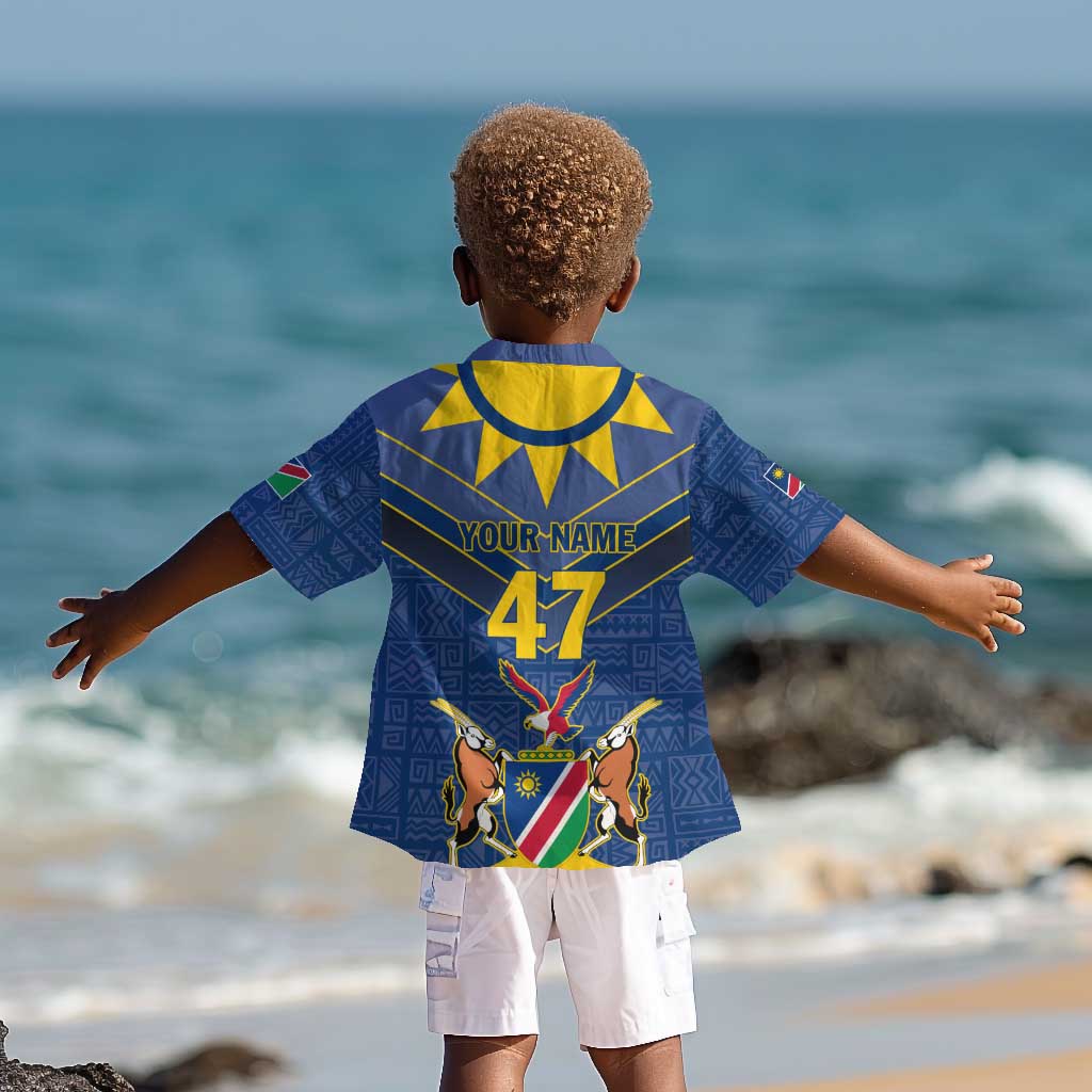 Namibia Yellow Sun Kid Hawaiian Shirt Sporty Style with Traditional Patterns