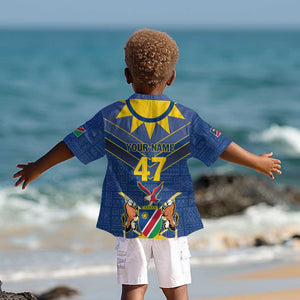 Namibia Yellow Sun Kid Hawaiian Shirt Sporty Style with Traditional Patterns