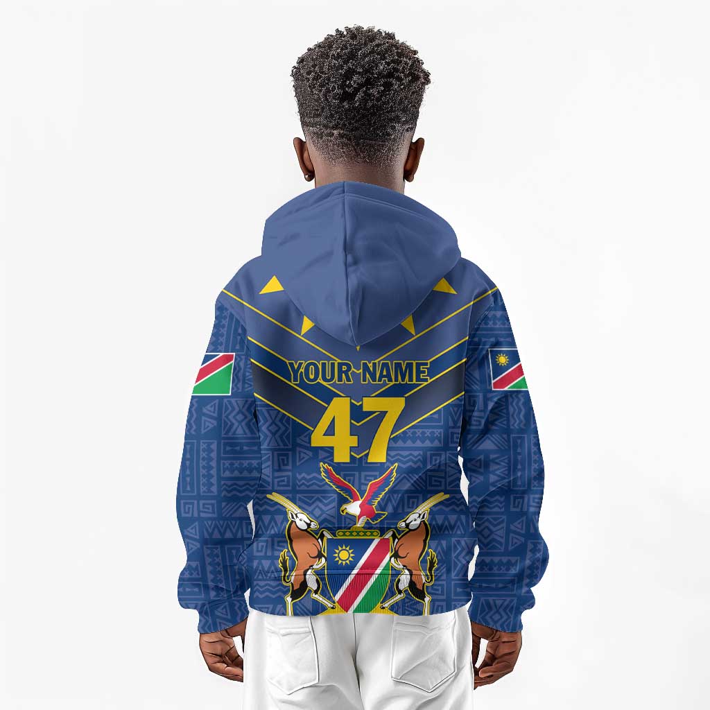 Namibia Yellow Sun Kid Hoodie Sporty Style with Traditional Patterns