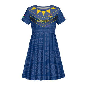 Namibia Yellow Sun Kid Short Sleeve Dress Sporty Style with Traditional Patterns