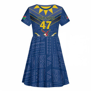 Namibia Yellow Sun Kid Short Sleeve Dress Sporty Style with Traditional Patterns