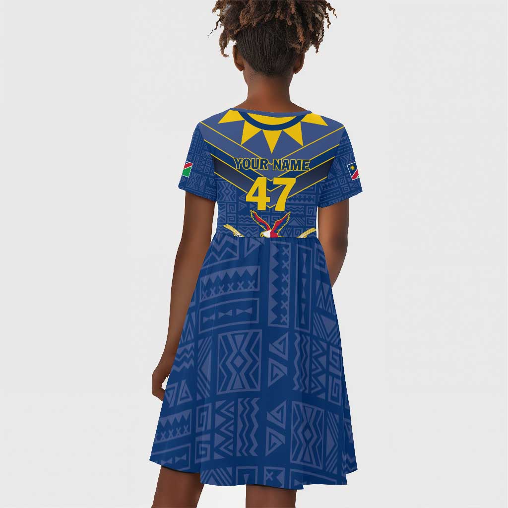 Namibia Yellow Sun Kid Short Sleeve Dress Sporty Style with Traditional Patterns