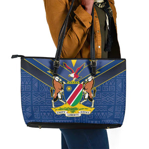 Namibia Yellow Sun Leather Tote Bag Sporty Style with Traditional Patterns
