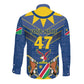 Namibia Yellow Sun Long Sleeve Button Shirt Sporty Style with Traditional Patterns