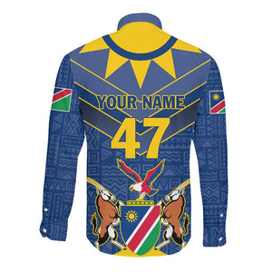 Namibia Yellow Sun Long Sleeve Button Shirt Sporty Style with Traditional Patterns