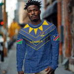 Namibia Yellow Sun Long Sleeve Shirt Sporty Style with Traditional Patterns