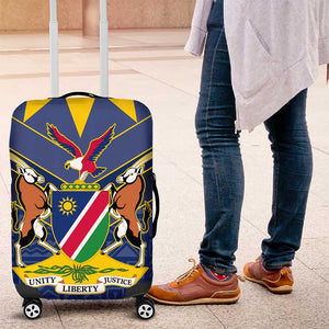 Namibia Yellow Sun Luggage Cover Sporty Style with Traditional Patterns