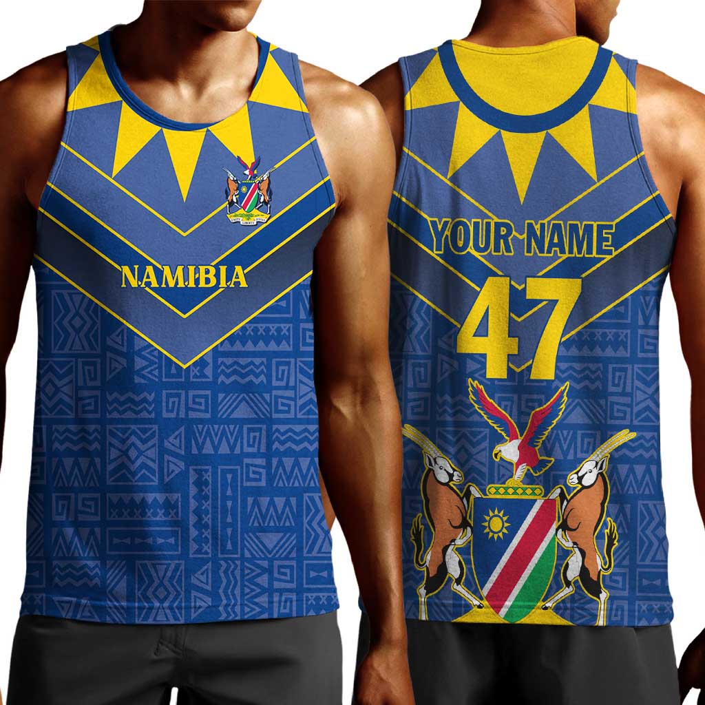 Namibia Yellow Sun Men Tank Top Sporty Style with Traditional Patterns