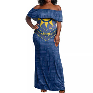 Namibia Yellow Sun Off Shoulder Maxi Dress Sporty Style with Traditional Patterns