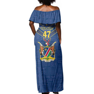 Namibia Yellow Sun Off Shoulder Maxi Dress Sporty Style with Traditional Patterns