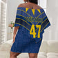 Namibia Yellow Sun Off Shoulder Short Dress Sporty Style with Traditional Patterns