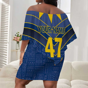 Namibia Yellow Sun Off Shoulder Short Dress Sporty Style with Traditional Patterns