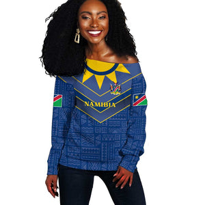 Namibia Yellow Sun Off Shoulder Sweater Sporty Style with Traditional Patterns