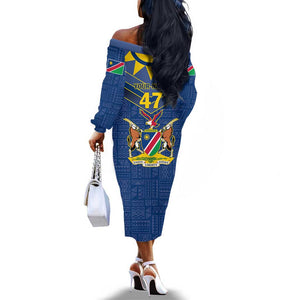 Namibia Yellow Sun Off The Shoulder Long Sleeve Dress Sporty Style with Traditional Patterns