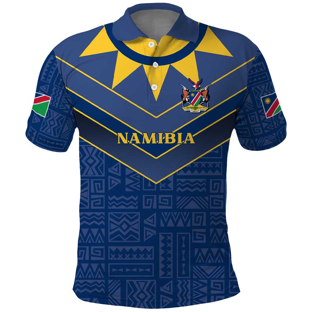 Namibia Yellow Sun Polo Shirt Sporty Style with Traditional Patterns