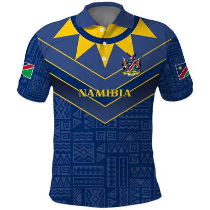 Namibia Yellow Sun Polo Shirt Sporty Style with Traditional Patterns