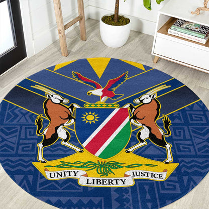 Namibia Yellow Sun Round Carpet Sporty Style with Traditional Patterns