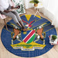 Namibia Yellow Sun Round Carpet Sporty Style with Traditional Patterns