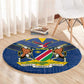 Namibia Yellow Sun Round Carpet Sporty Style with Traditional Patterns