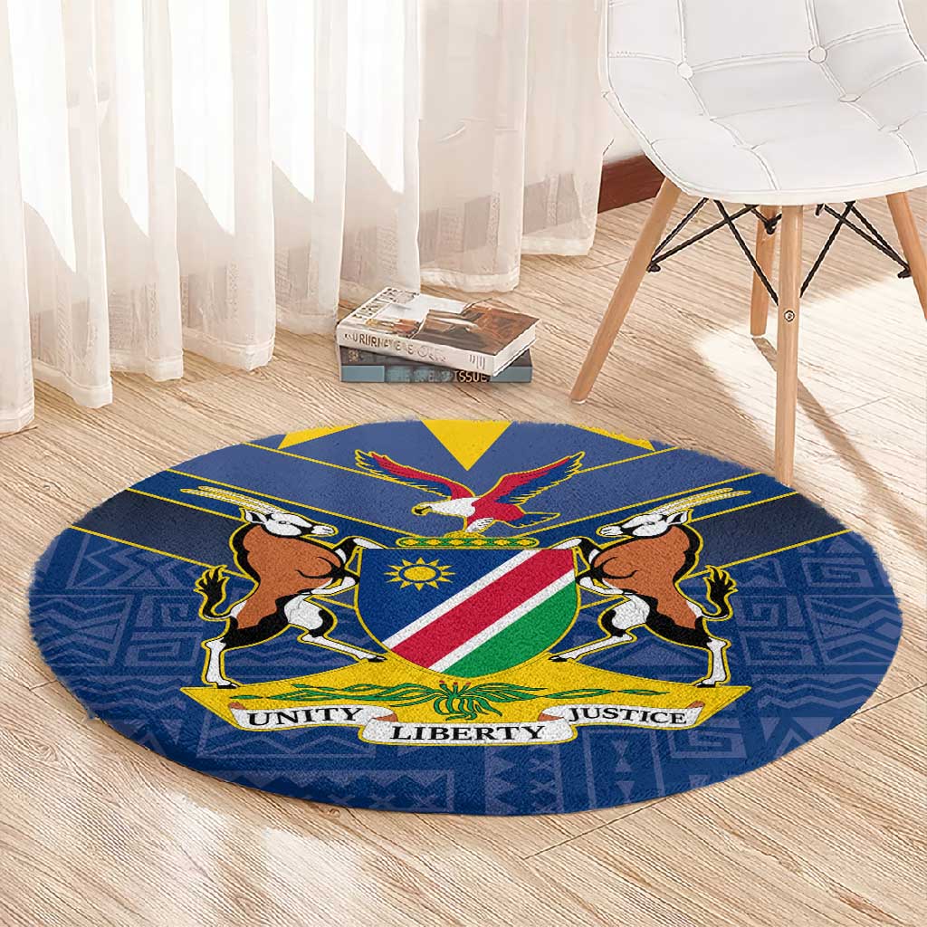 Namibia Yellow Sun Round Carpet Sporty Style with Traditional Patterns
