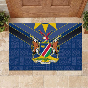 Namibia Yellow Sun Rubber Doormat Sporty Style with Traditional Patterns