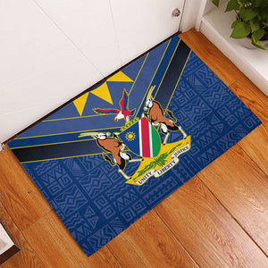 Namibia Yellow Sun Rubber Doormat Sporty Style with Traditional Patterns