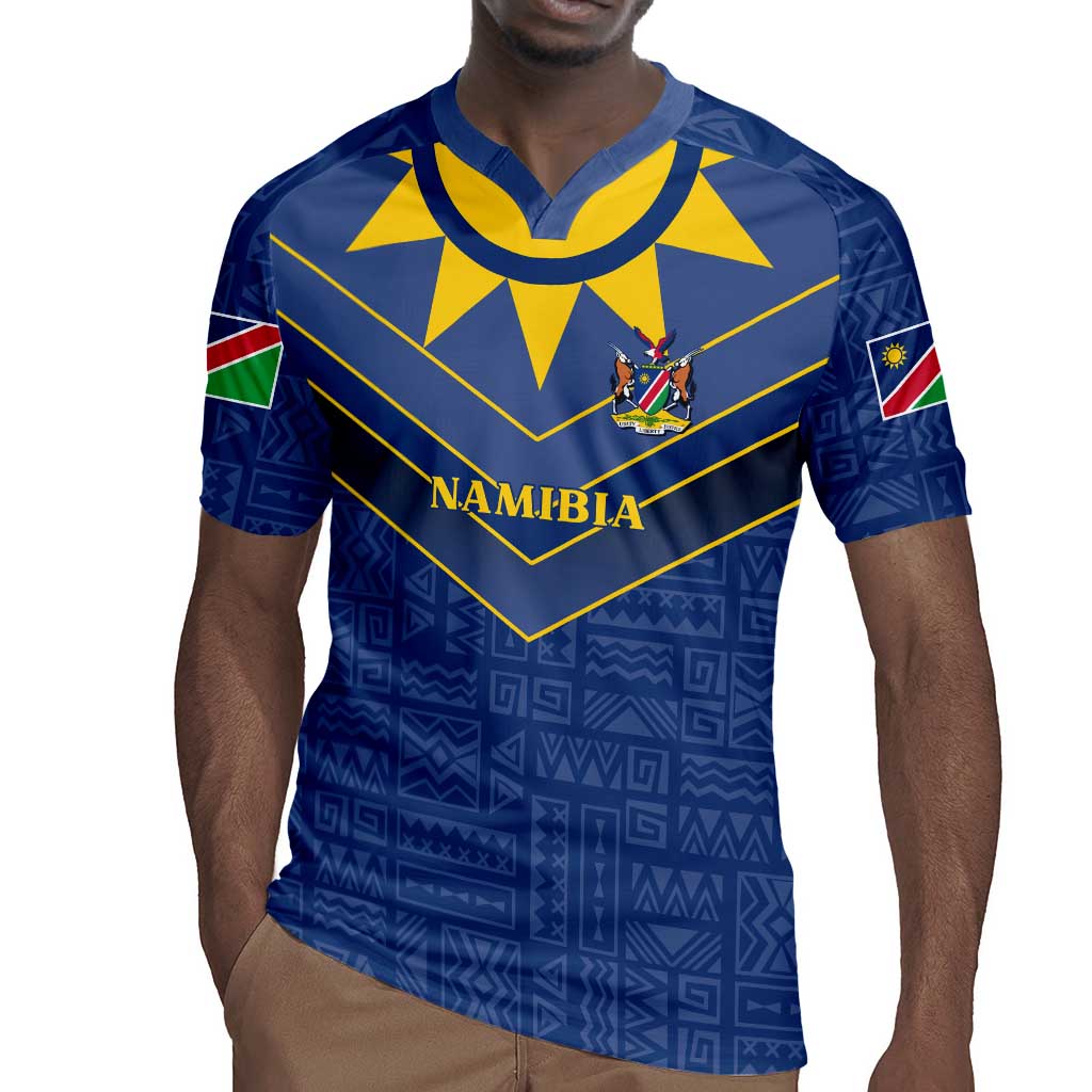Namibia Yellow Sun Rugby Jersey Sporty Style with Traditional Patterns