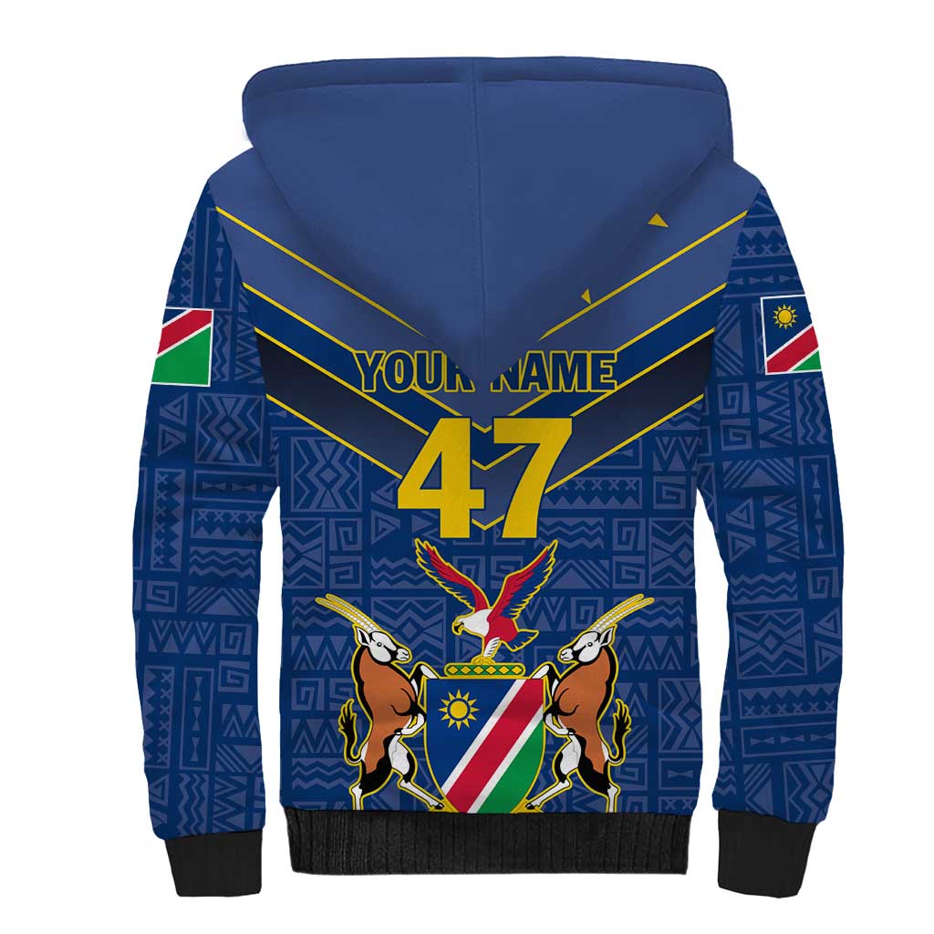 Namibia Yellow Sun Sherpa Hoodie Sporty Style with Traditional Patterns