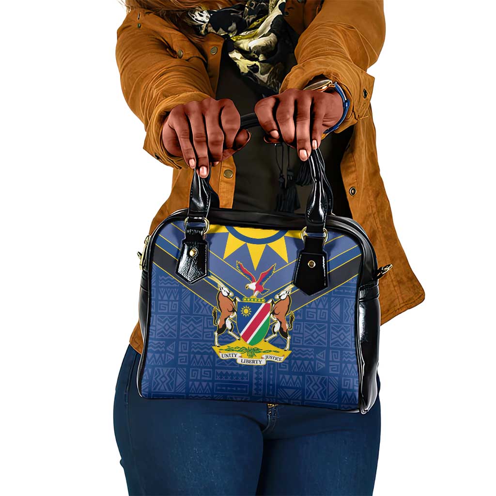 Namibia Yellow Sun Shoulder Handbag Sporty Style with Traditional Patterns