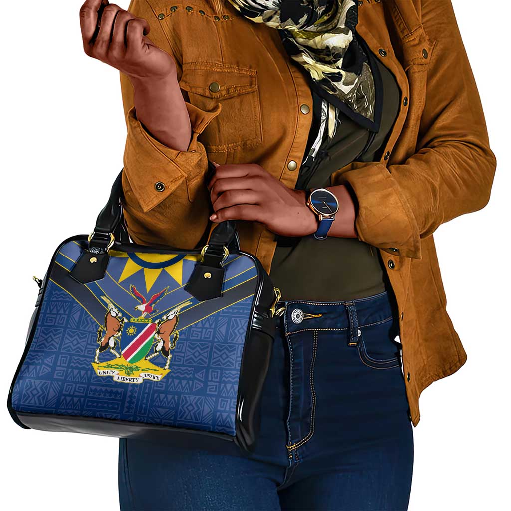 Namibia Yellow Sun Shoulder Handbag Sporty Style with Traditional Patterns