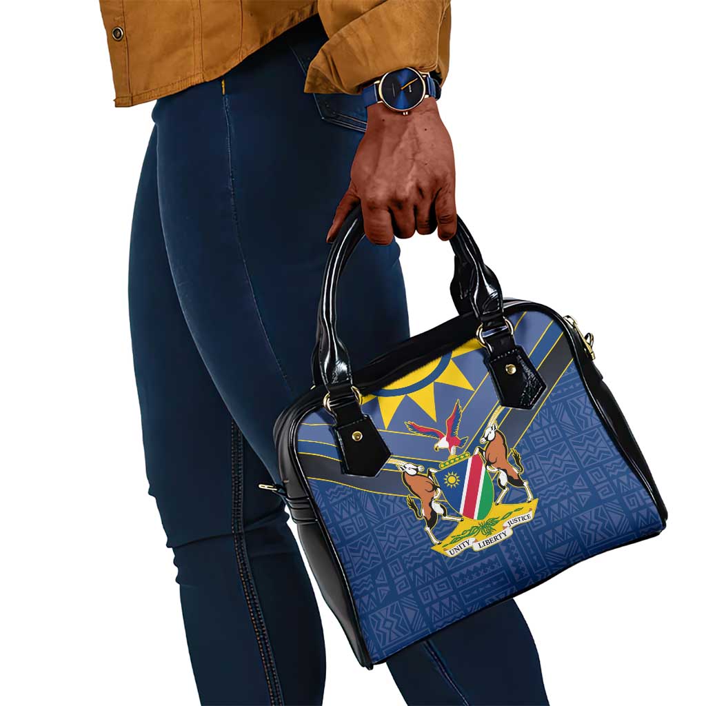 Namibia Yellow Sun Shoulder Handbag Sporty Style with Traditional Patterns