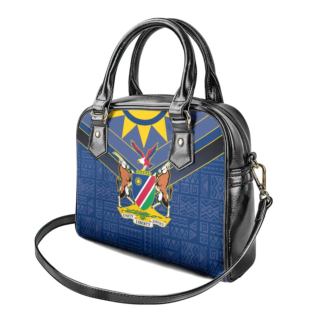Namibia Yellow Sun Shoulder Handbag Sporty Style with Traditional Patterns