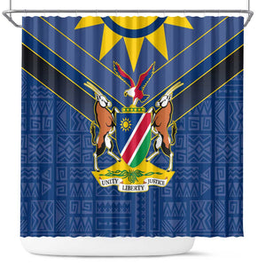 Namibia Yellow Sun Shower Curtain Sporty Style with Traditional Patterns