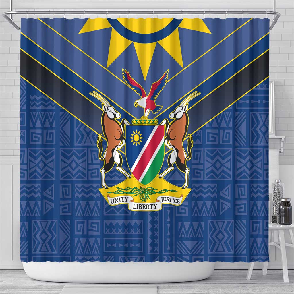 Namibia Yellow Sun Shower Curtain Sporty Style with Traditional Patterns