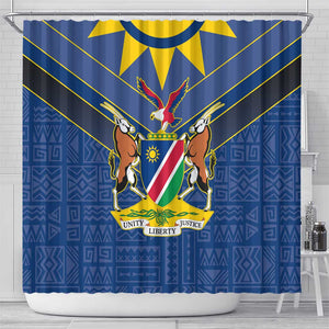 Namibia Yellow Sun Shower Curtain Sporty Style with Traditional Patterns